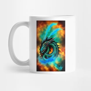 Round Dragon Fire Turquoise Mug